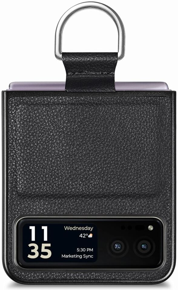 Motorola Razr 40 Hoesje met Kunstleer Coating Back Cover Zwart afbeelding 4
