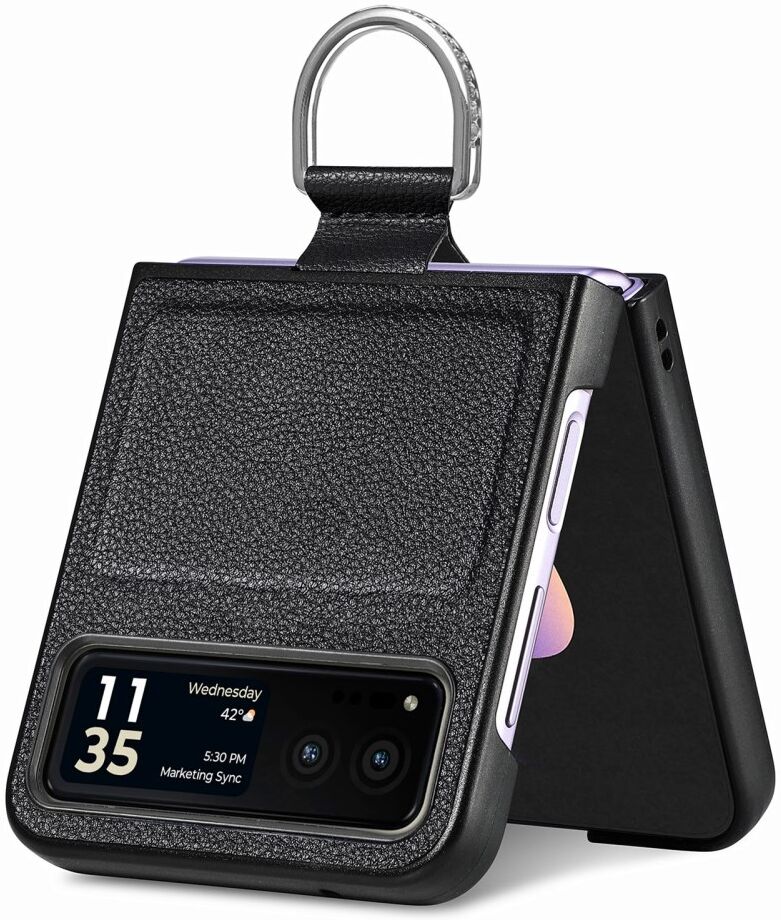 Motorola Razr 40 Hoesje met Kunstleer Coating Back Cover Zwart afbeelding 6