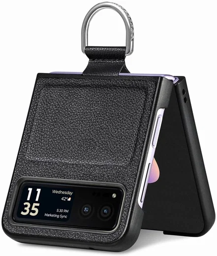 Motorola Razr 40 Hoesje met Kunstleer Coating Back Cover Zwart afbeelding 6