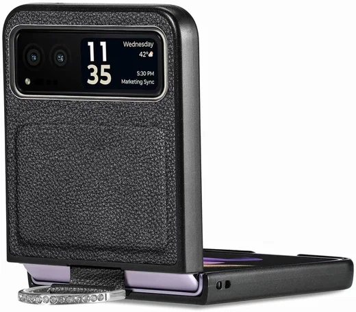 Motorola Razr 40 Hoesje met Kunstleer Coating Back Cover Zwart afbeelding 7