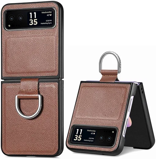 Motorola Razr 40 Hoesje met Kunstleer Coating Back Cover Bruin afbeelding 1