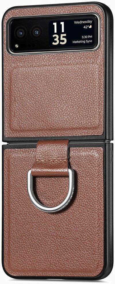 Motorola Razr 40 Hoesje met Kunstleer Coating Back Cover Bruin afbeelding 2