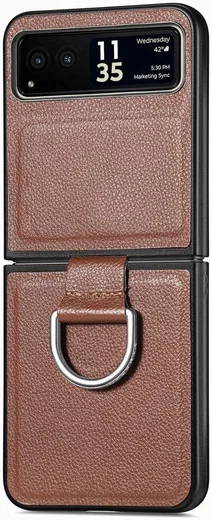 Motorola Razr 40 Hoesje met Kunstleer Coating Back Cover Bruin afbeelding 2