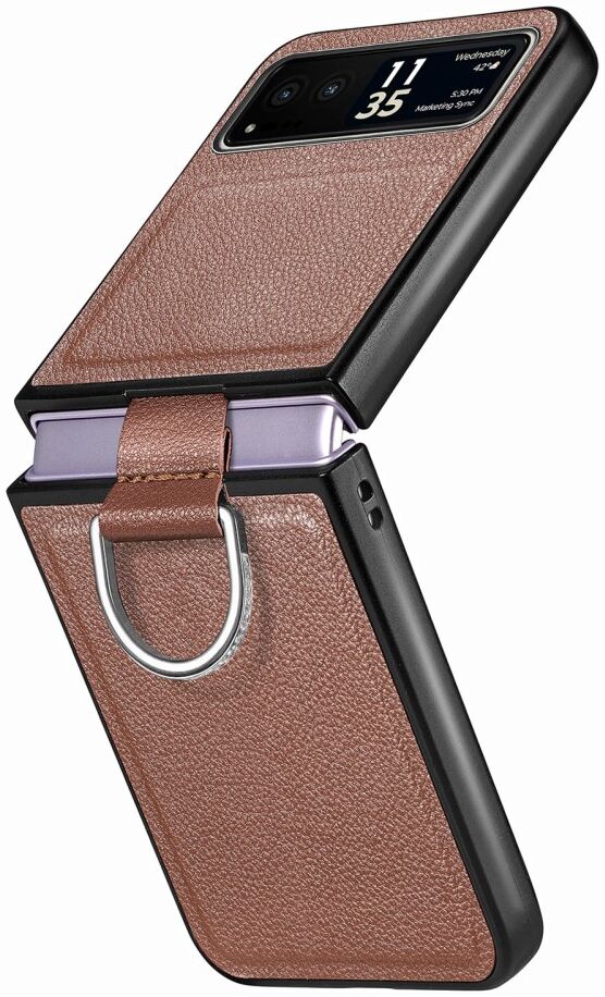Motorola Razr 40 Hoesje met Kunstleer Coating Back Cover Bruin afbeelding 3