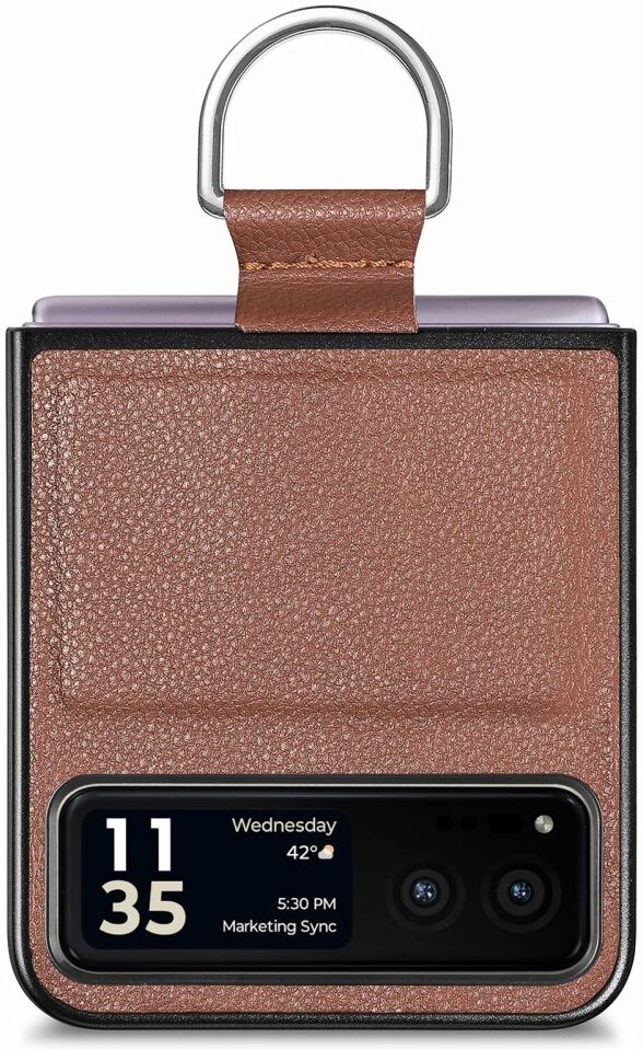 Motorola Razr 40 Hoesje met Kunstleer Coating Back Cover Bruin afbeelding 4