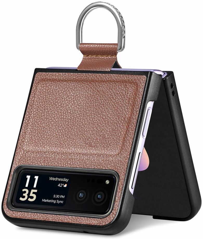 Motorola Razr 40 Hoesje met Kunstleer Coating Back Cover Bruin afbeelding 6