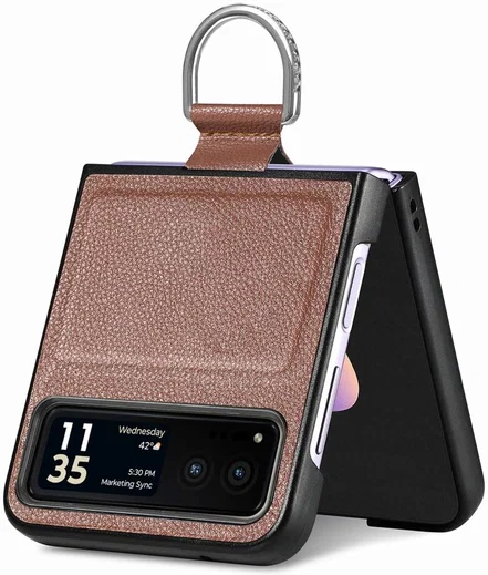 Motorola Razr 40 Hoesje met Kunstleer Coating Back Cover Bruin afbeelding 6