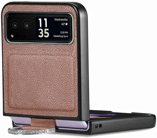 Motorola Razr 40 Hoesje met Kunstleer Coating Back Cover Bruin afbeelding 7