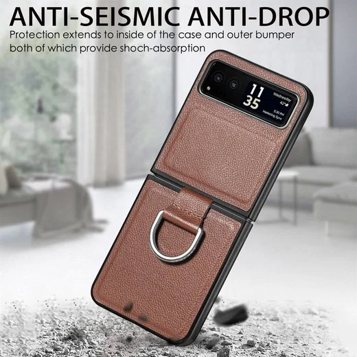 Motorola Razr 40 Hoesje met Kunstleer Coating Back Cover Bruin afbeelding 8