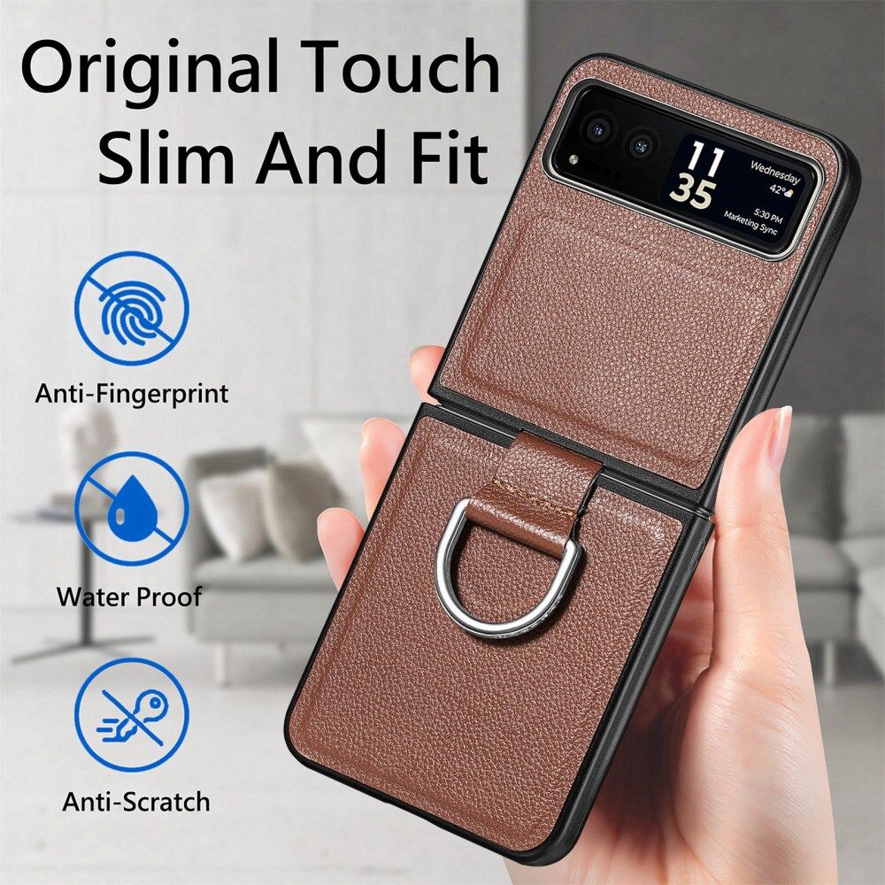 Motorola Razr 40 Hoesje met Kunstleer Coating Back Cover Bruin afbeelding 9