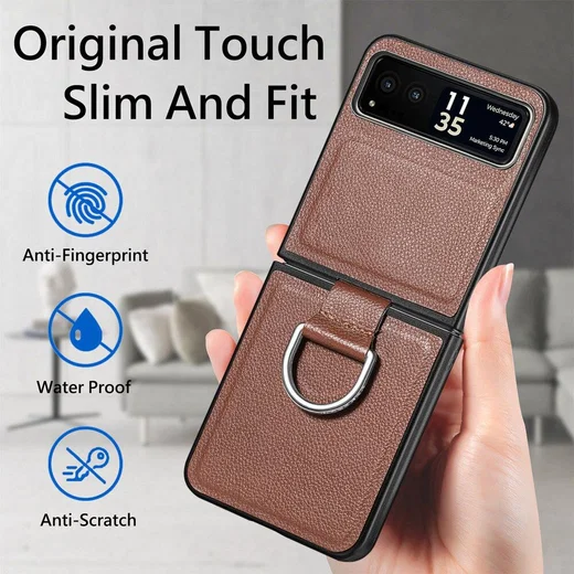 Motorola Razr 40 Hoesje met Kunstleer Coating Back Cover Bruin afbeelding 9
