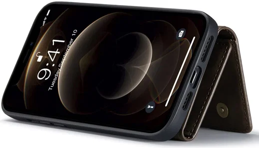 DG Ming Apple iPhone 15 Hoesje met Magnetische Kaarthouder Coffee afbeelding 5