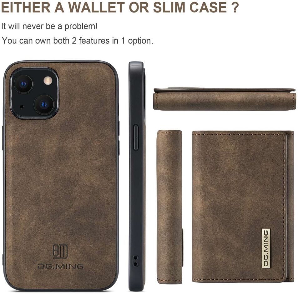 DG Ming Apple iPhone 15 Hoesje met Magnetische Kaarthouder Coffee afbeelding 8
