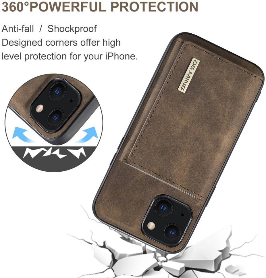 DG Ming Apple iPhone 15 Hoesje met Magnetische Kaarthouder Coffee afbeelding 9