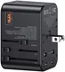 USAMS Wereldstekker 65W EU / UK / VS / AU 2x USB-C - USB-A PD Zwart afbeelding 1