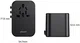 USAMS Wereldstekker 65W EU / UK / VS / AU 2x USB-C - USB-A PD Zwart afbeelding 3