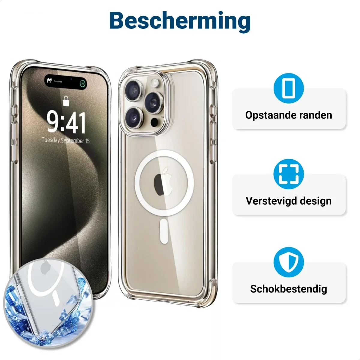 iPhone 15 Pro MagSafe Hoesje Schokbestendig en Dun TPU Transparant afbeelding 2