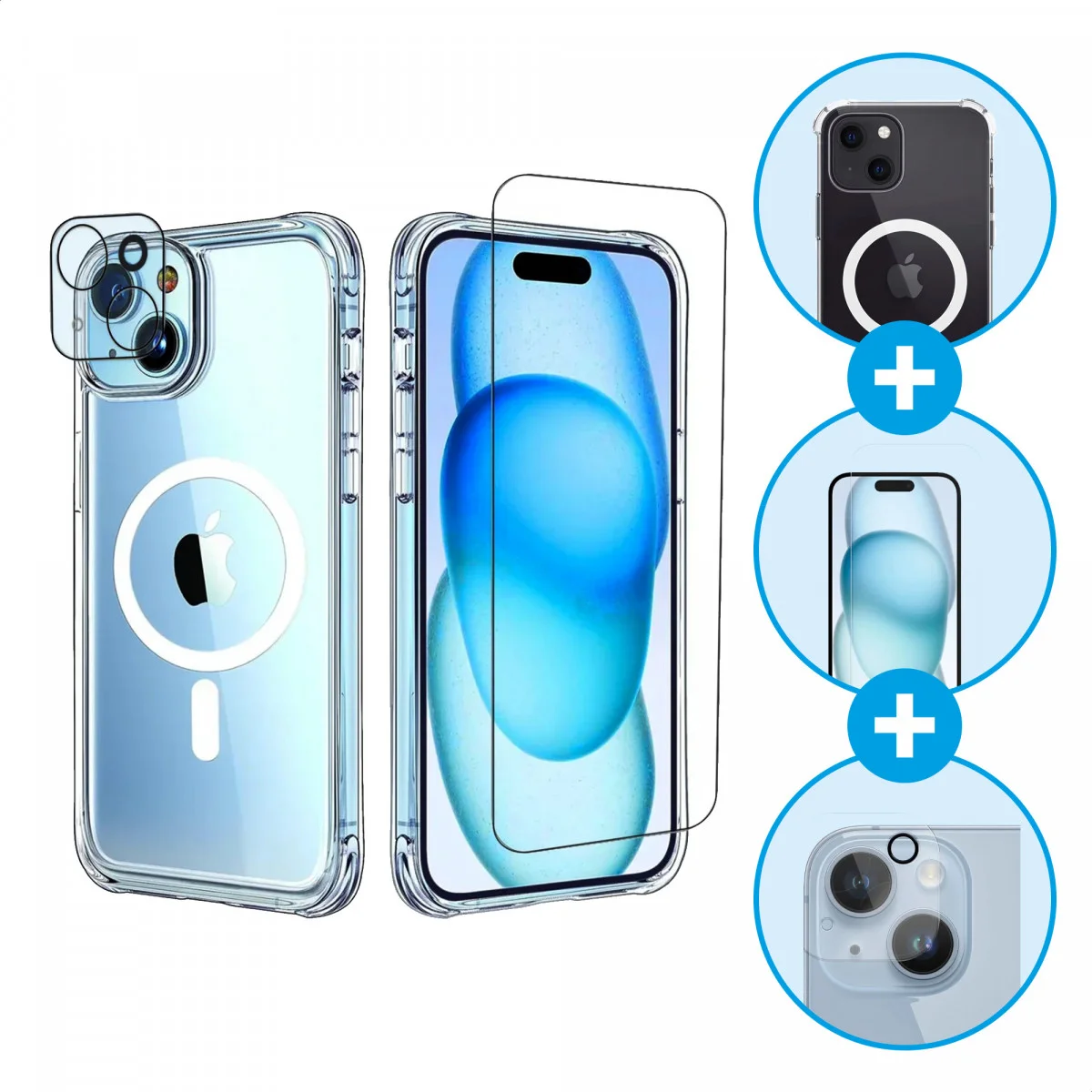 iPhone 15 Plus Magsafe Hoesje + Screen Protector + Camera Protector afbeelding 1