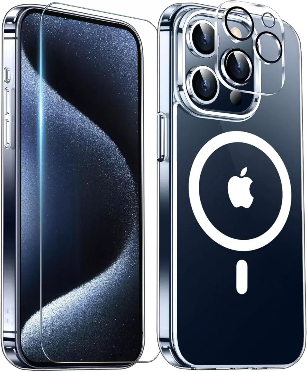 iPhone 15 Pro Magsafe Hoesje + Screen Protector + Camera Protector afbeelding 1