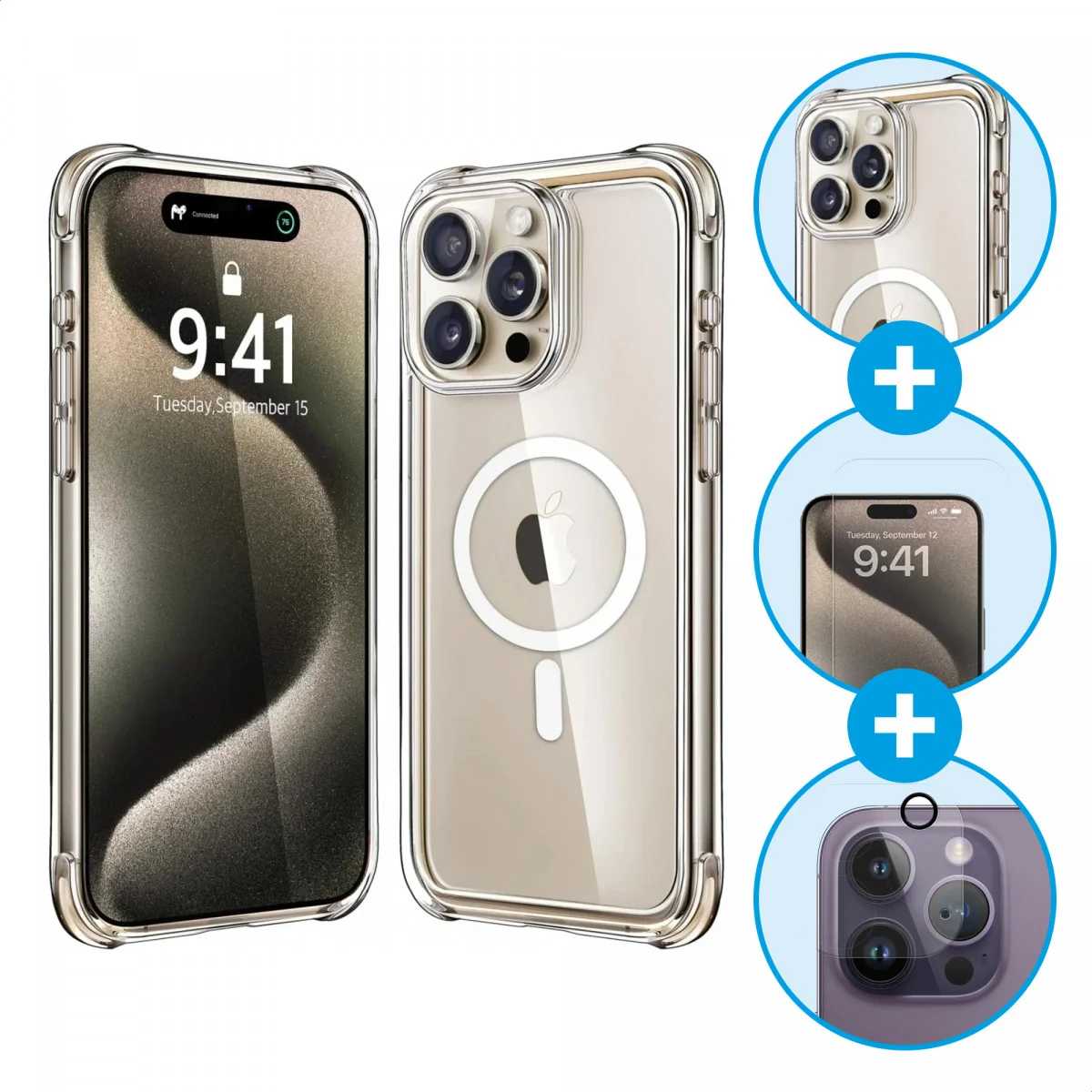 iPhone 15 Pro Magsafe Hoesje + Screen Protector + Camera Protector afbeelding 2
