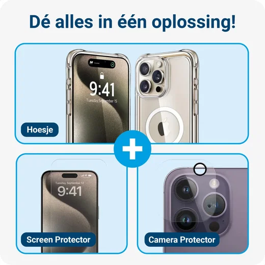 iPhone 15 Pro Magsafe Hoesje + Screen Protector + Camera Protector afbeelding 3
