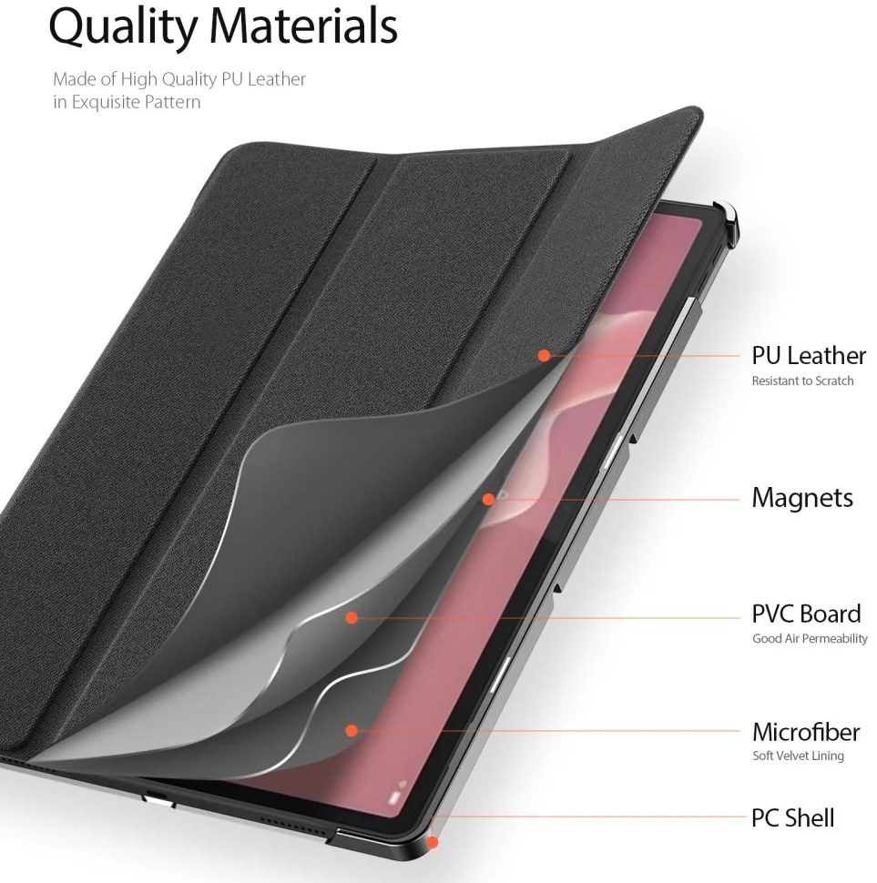 Dux Ducis Domo Lenovo Tab P12 Hoes Tri-Fold Book Case Zwart afbeelding 9