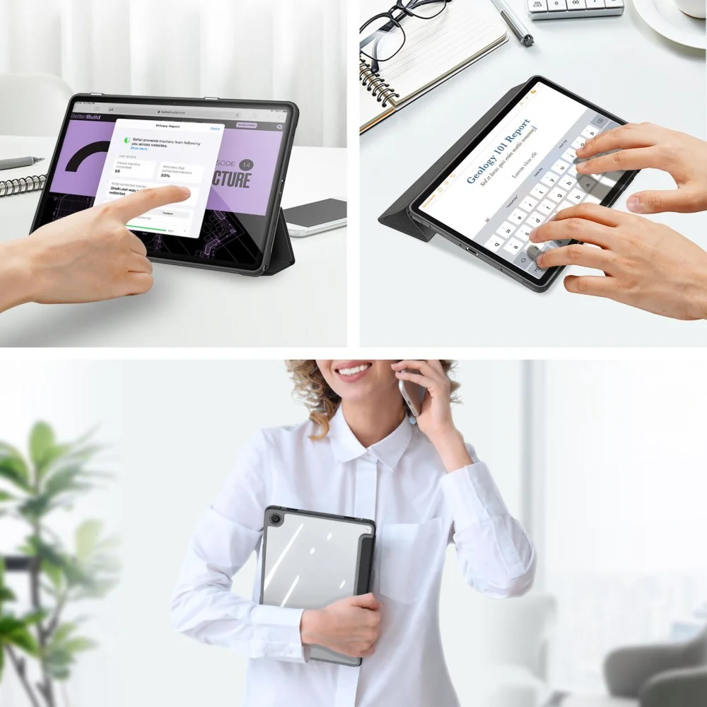 Dux Ducis Toby Samsung Tab A11 Plus / A9 Plus Hoes Tri-Fold Book Case Zwart afbeelding 7