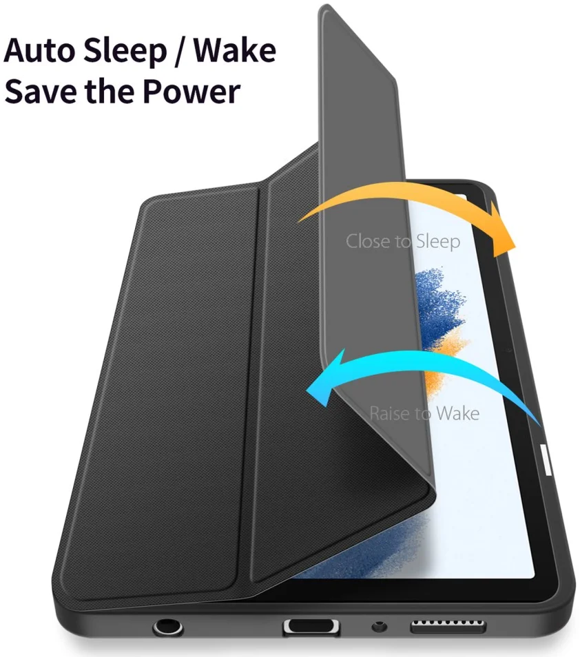 Dux Ducis Toby Samsung Galaxy Tab A9 Hoes Tri-Fold Book Case Zwart afbeelding 4