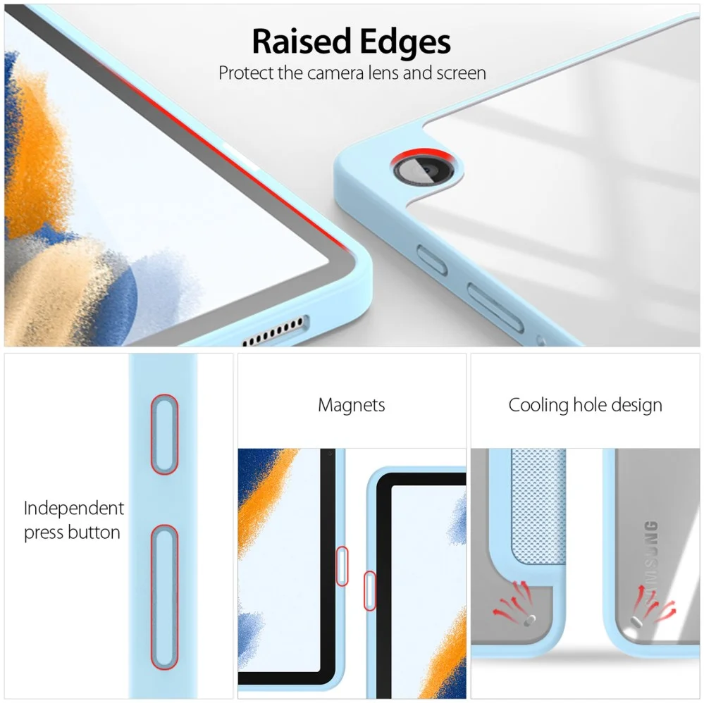 Dux Ducis Toby Samsung Galaxy Tab A9 Hoes Tri-Fold Book Case Blauw afbeelding 5