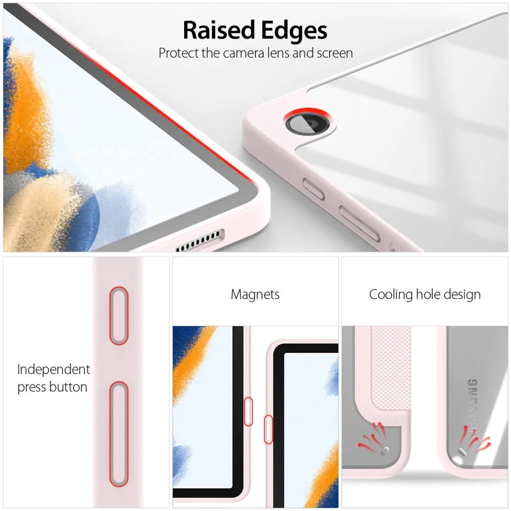 Dux Ducis Toby Samsung Galaxy Tab A9 Hoes Tri-Fold Book Case Roze afbeelding 5