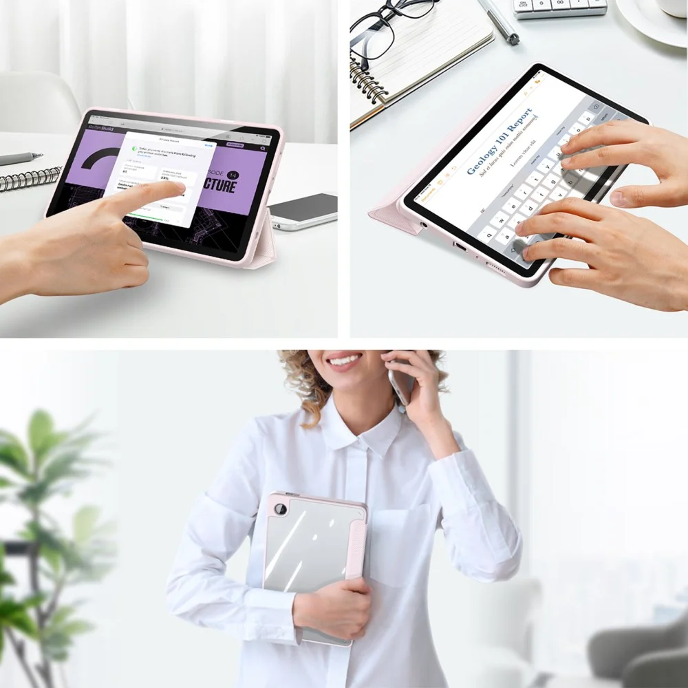 Dux Ducis Toby Samsung Galaxy Tab A9 Hoes Tri-Fold Book Case Roze afbeelding 6