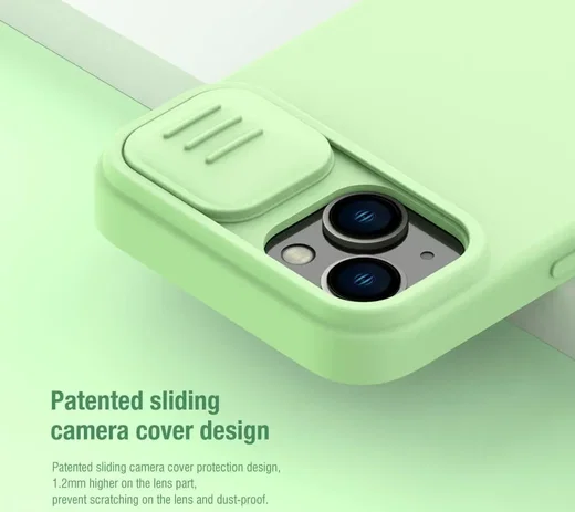 Nillkin Apple iPhone 15 Hoesje MagSafe Siliconen Camera Slider Groen afbeelding 5