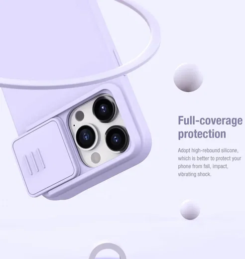 Nillkin Siliconen iPhone 15 Pro Hoesje MagSafe Camera Slider Zwart afbeelding 6