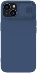Nillkin iPhone 15 Plus Hoesje MagSafe Siliconen Camera Slider Blauw afbeelding