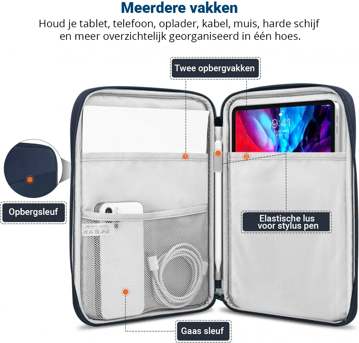 Universele Bescherm Hoes - iPad / Tablet Tas - Sleeve tot 11 Inch afbeelding 2