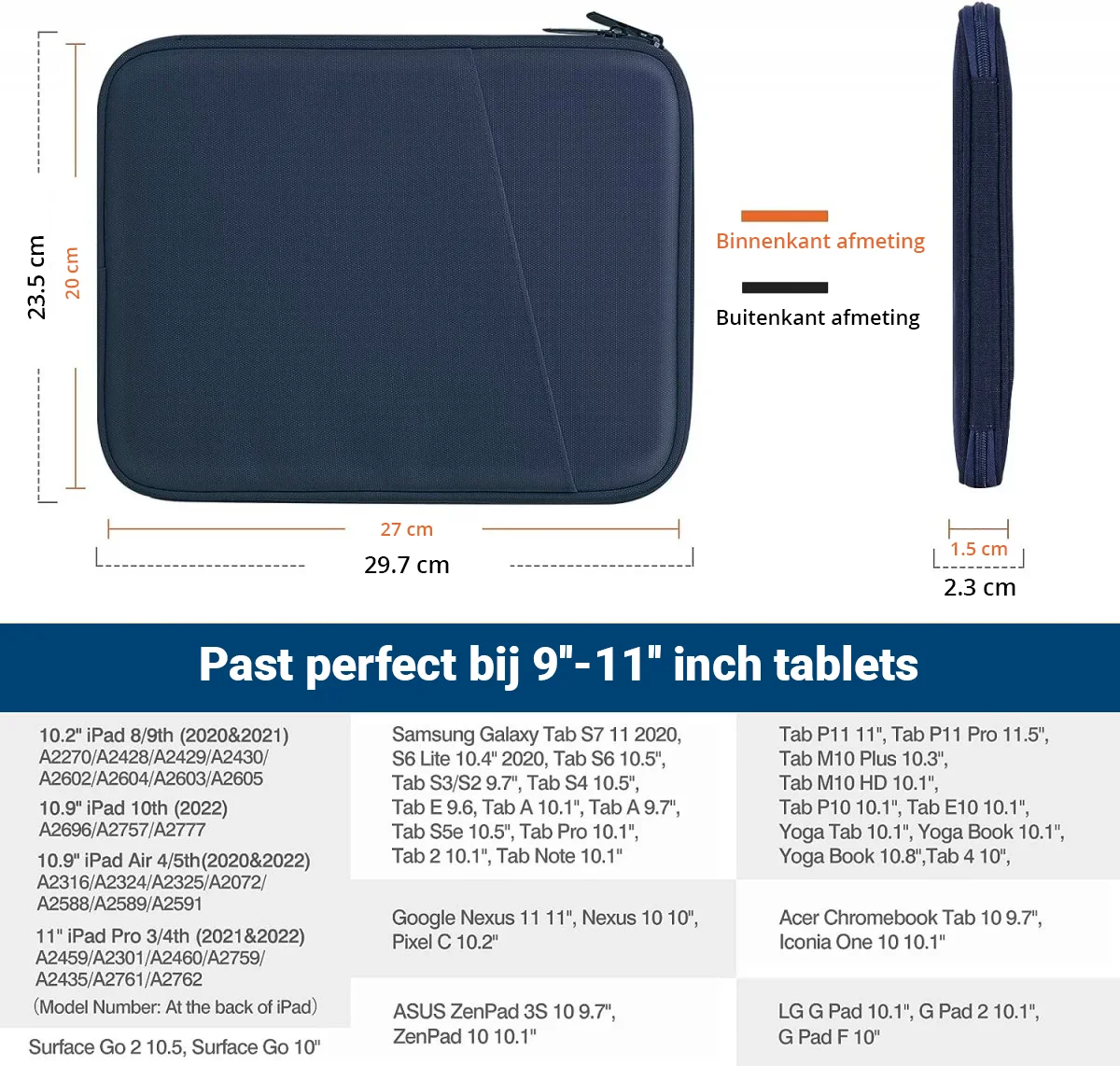 Universele Bescherm Hoes - iPad / Tablet Tas - Sleeve tot 11 Inch afbeelding 8