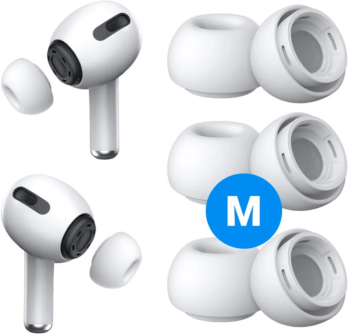 3 Pack AirPods Pro (1e & 2e Generatie) Siliconen Dopjes Tips Medium afbeelding 1
