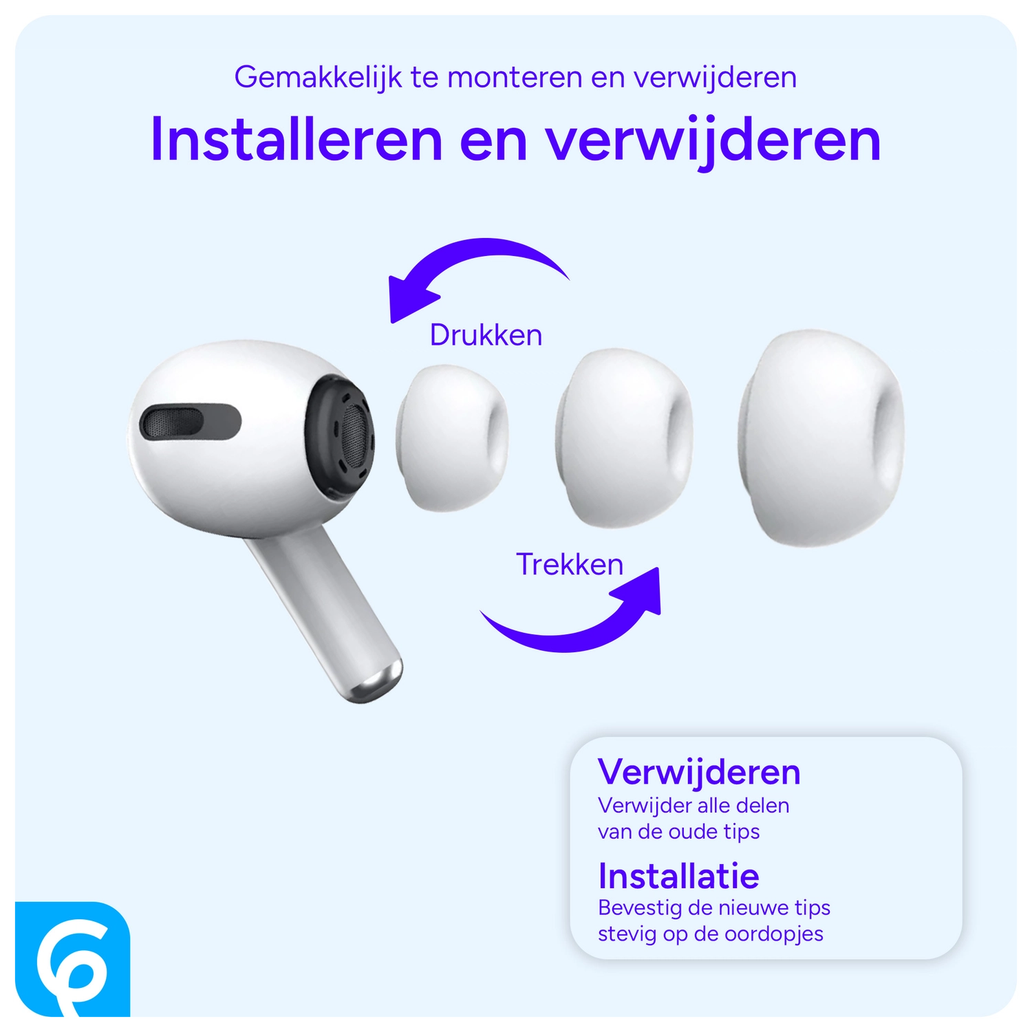 3 Pack AirPods Pro (1e & 2e Generatie) Siliconen Dopjes Tips Medium afbeelding 4
