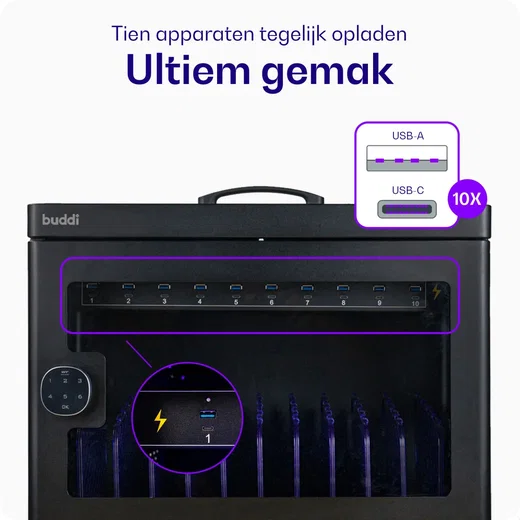 Buddi Collect Oplaadstation Kast voor 10 Tablets / Smartphones / Laptops afbeelding 2