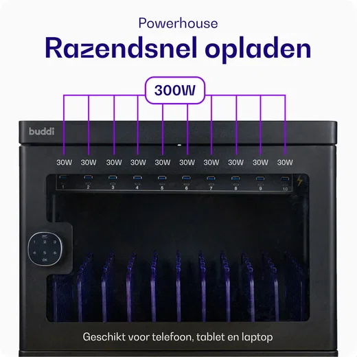 Buddi Collect Oplaadstation Kast voor 10 Tablets / Smartphones / Laptops afbeelding 6