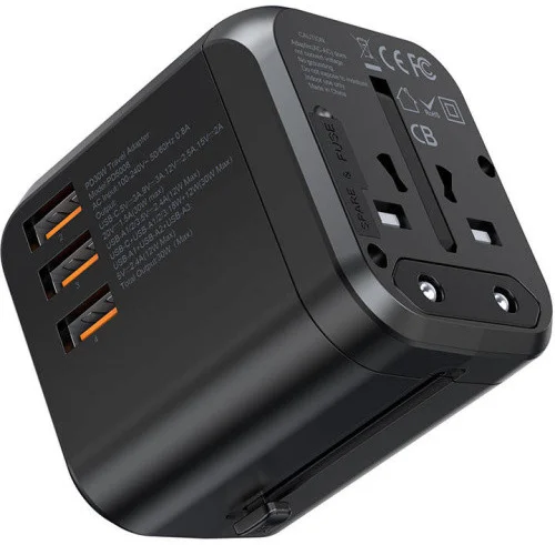 Choetech PD30W USB-C Universele Reislader Wereldstekker Zwart afbeelding 3