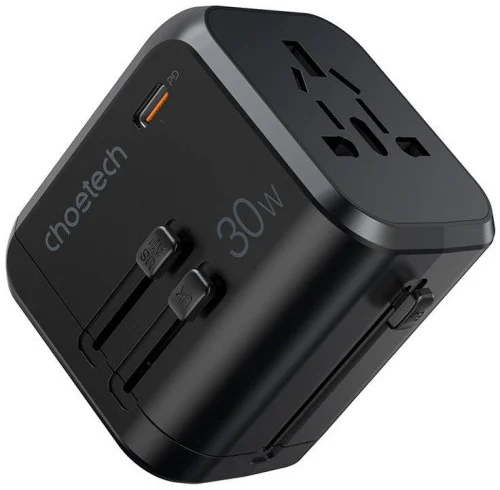 Choetech PD30W USB-C Universele Reislader Wereldstekker Zwart afbeelding 2