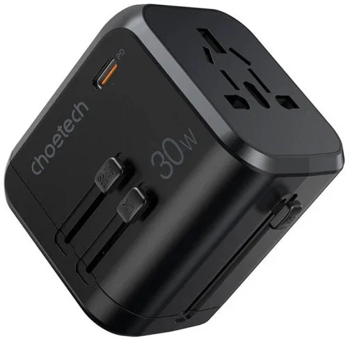 Choetech PD30W USB-C Universele Reislader Wereldstekker Zwart afbeelding 2