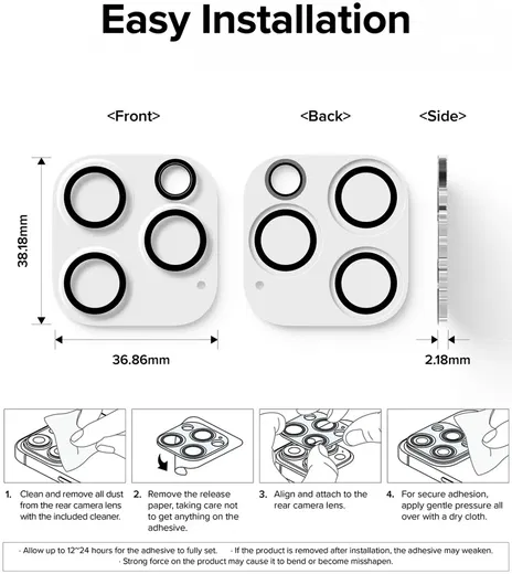 Ringke Full Cover Glass iPhone 15 Pro Camera Protector Glas (2-Pack) afbeelding 12