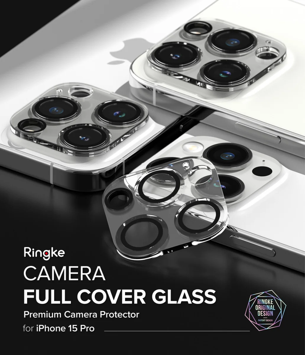 Ringke Full Cover Glass iPhone 15 Pro Camera Protector Glas (2-Pack) afbeelding 13