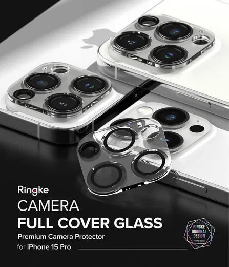Ringke Full Cover Glass iPhone 15 Pro Camera Protector Glas (2-Pack) afbeelding 13
