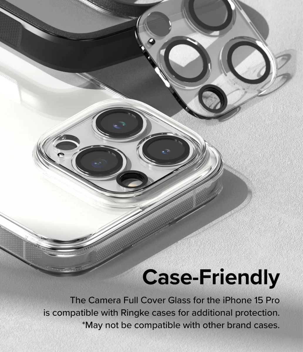 Ringke Full Cover Glass iPhone 15 Pro Camera Protector Glas (2-Pack) afbeelding 5