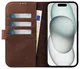 Rosso Elite iPhone 15 Hoesje MagSafe Book Case Echt Leer Bruin afbeelding 2