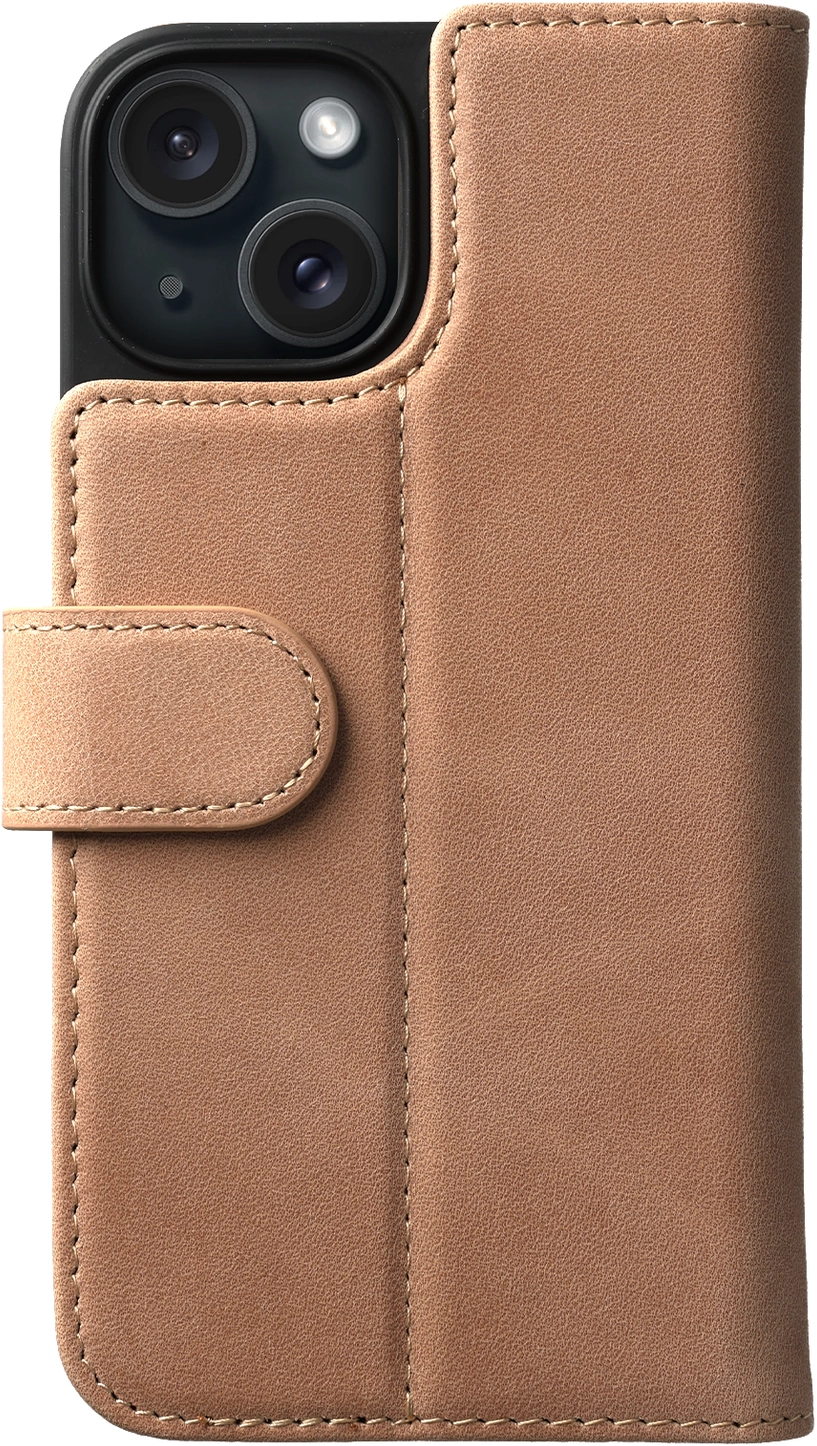 Rosso Elite iPhone 15 Hoesje MagSafe Book Case Echt Leer Lichtbruin afbeelding 11