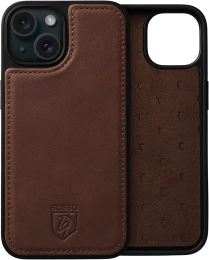 Rosso Elite iPhone 15 Plus Hoesje MagSafe Book Case Leer Bruin afbeelding 11